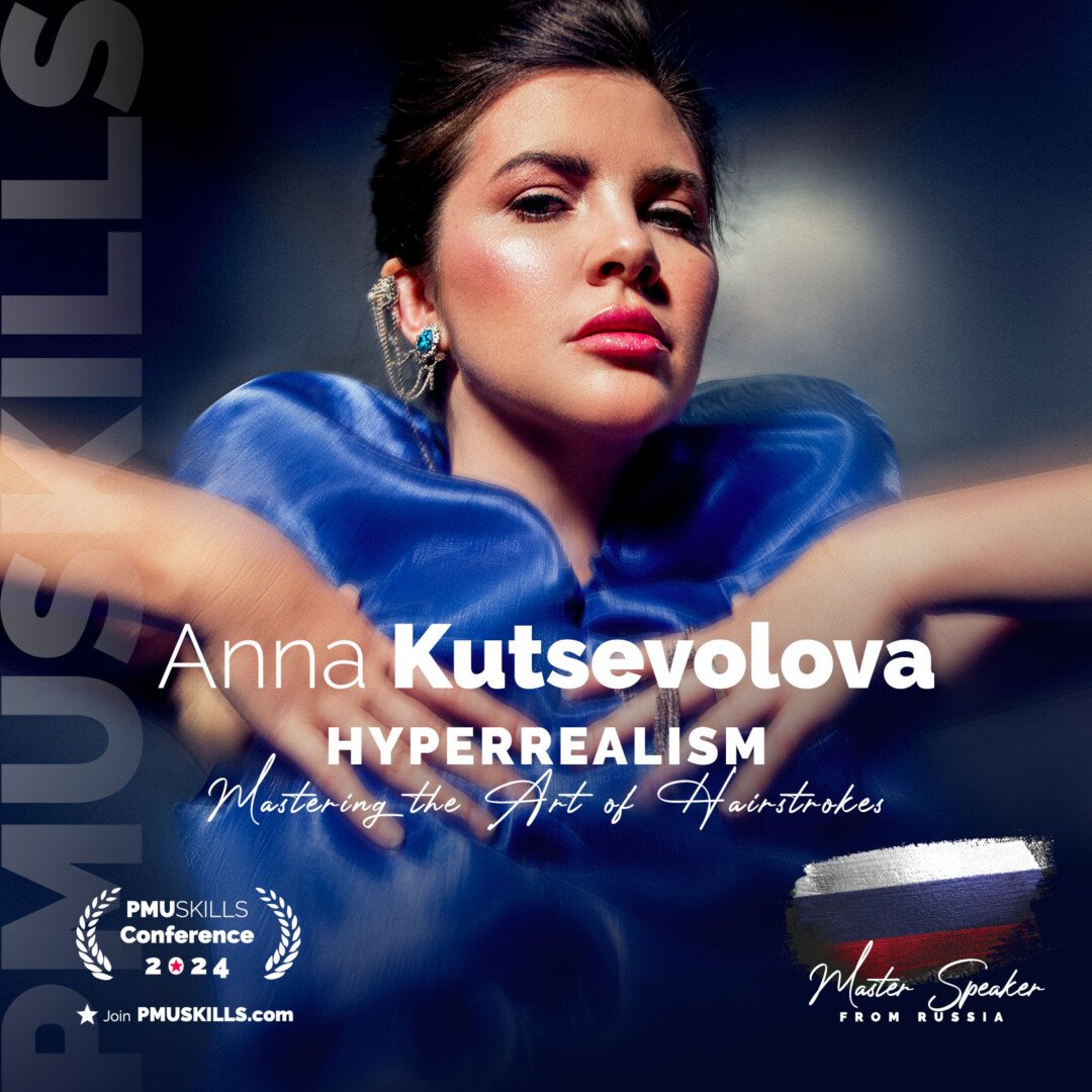 This graphic elegantly promotes Anna Kutsevolova's online course in Hyperrealism, a pinnacle program in the world of permanent makeup. The design features stylized text and imagery, highlighting the course's focus on hyperrealistic eyebrow artistry. The visual elements are carefully crafted to reflect the precision and sophistication of Anna's teaching style, making it an appealing invitation for those eager to learn from a leading expert in hyperrealism. The graphic encapsulates the essence of the course, offering a glimpse into the world-class training provided by Anna Kutsevolova